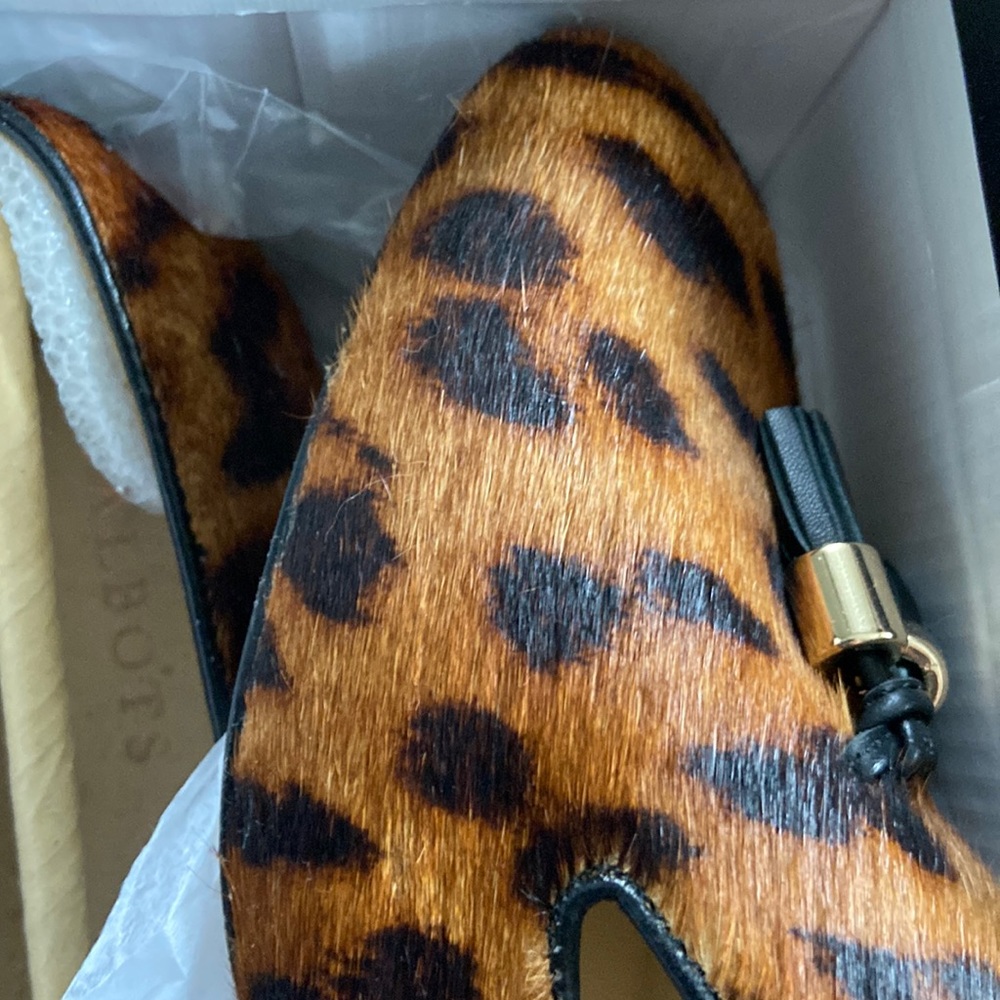 Talbots animal print tassel loafers